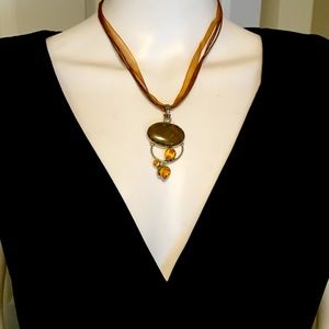 Handmade One of a Kind Jasper Agate Necklace with Topaz